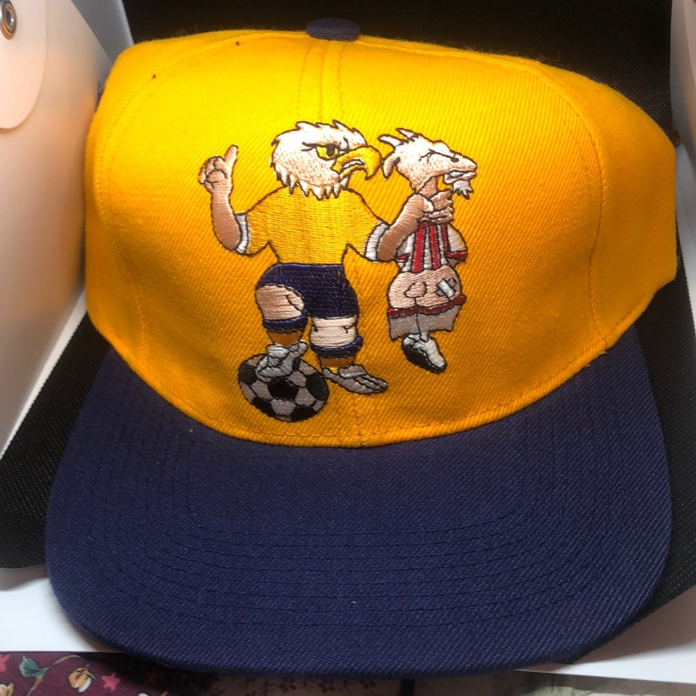 Yellow America hat.